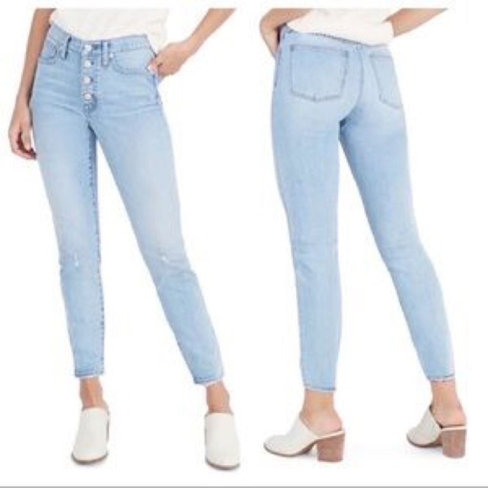 Madewell Light Wash 9 inch High Rise Skinny Jeans